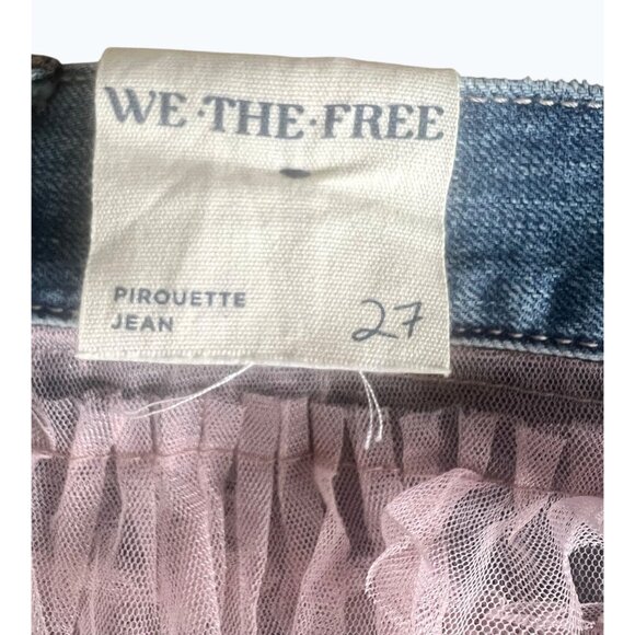 We The Free Pirouette Jean Skirt Combo Tulle Overlay Caviar Bar Blue & Pink 27 - Picture 7 of 14